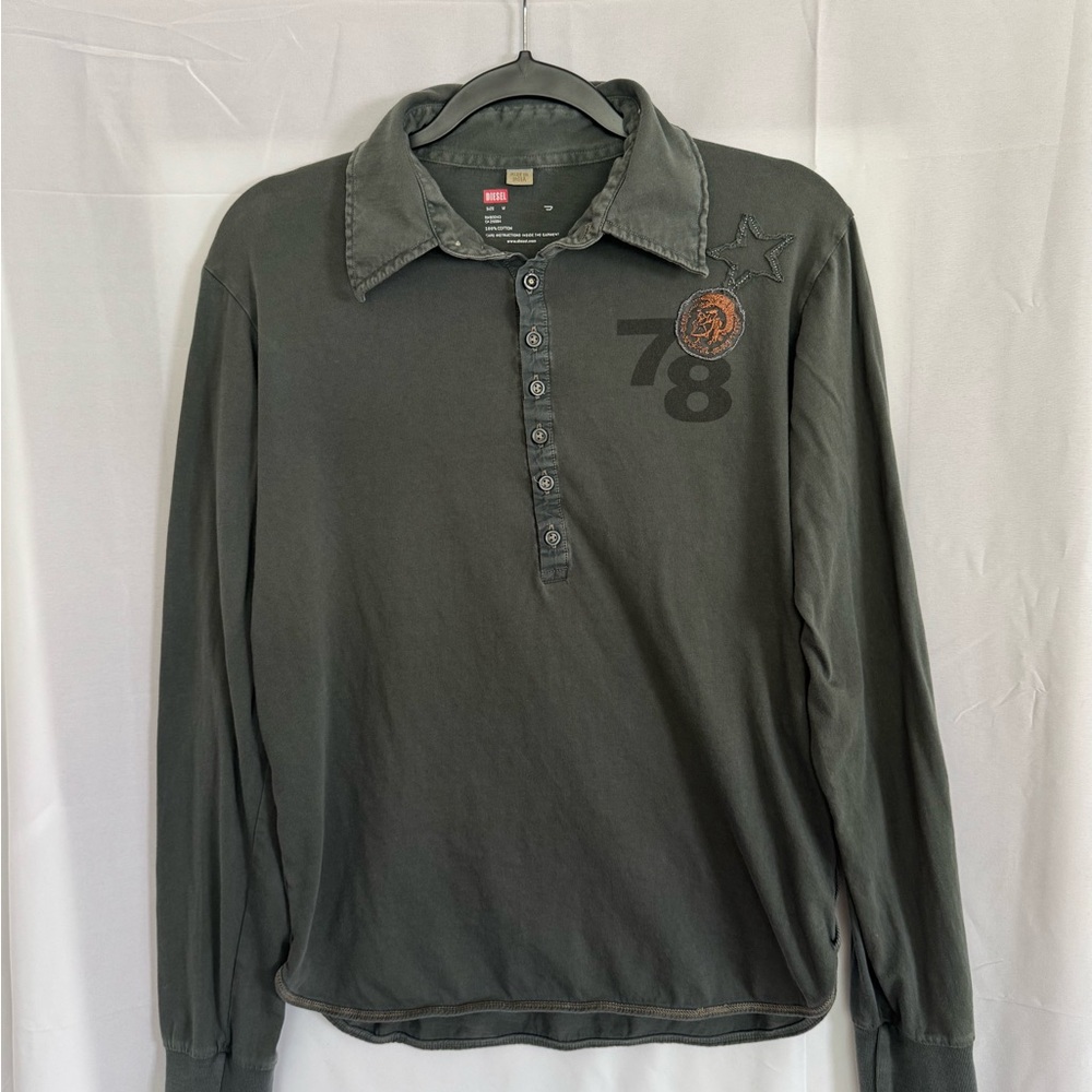 Vintage Diesel Gray Casual Button Down Shirt with Long Sleeves